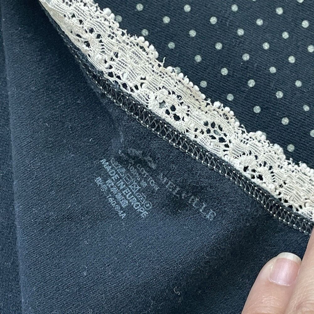 Brandy Melville Tank Top cotton polka dot lace crop womens Navy Blue one size - Picture 3 of 3